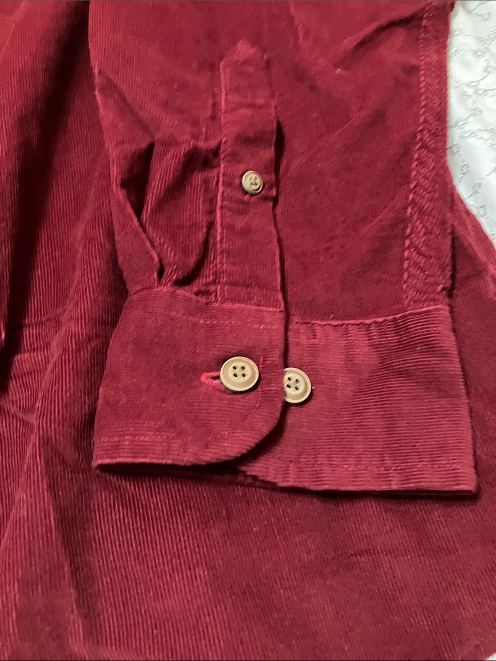 Roundtree & Yorke Men's Brick Red Corduroy Button-Down Shirt - Picture 4 of 5